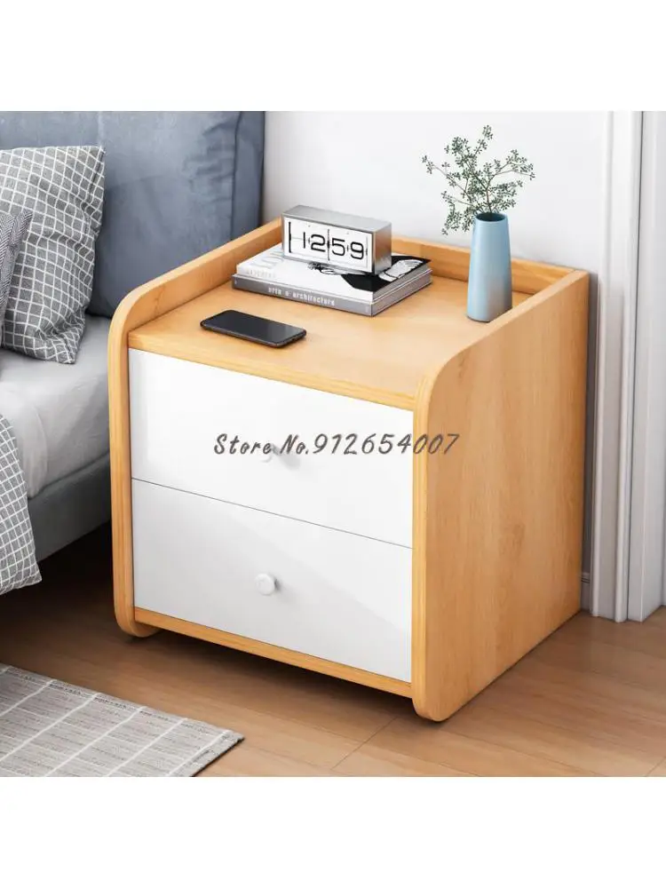 Прикроватный столик из массива дерева, простой современный шкаф для спальни, многофункциональный простой шкаф для хранения, мини-маленькая прикроватная тумбочка