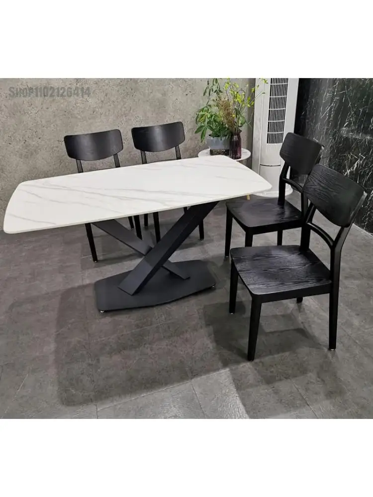 Черный обеденный стул Скандинавский современный минималистский домашний обеденный стол со спинкой легкий роскошный стул для отдыха в маленькой квартире все твердое
