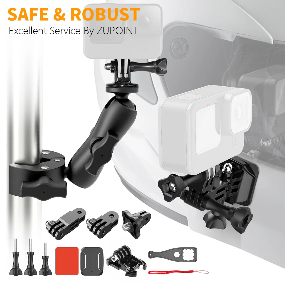 Аксессуары для спортивной видеокамеры Комплект экшн-камеры Велосипед мотоциклетный шлем Держатель руля для GoPro Insta360 DJI OSMO