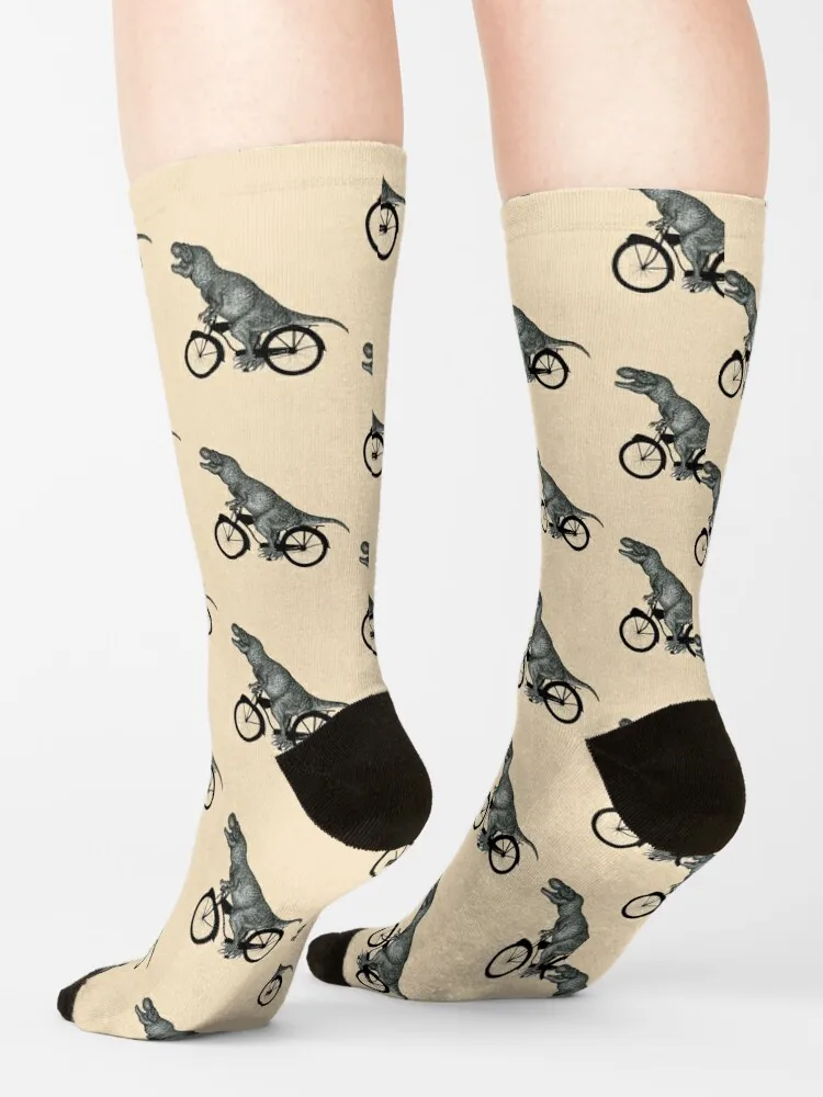 Носки с силуэтами велосипеда и динозавра тираннозавра, Женские компрессионные носки, изготовленные на заказ, новые мужские носки