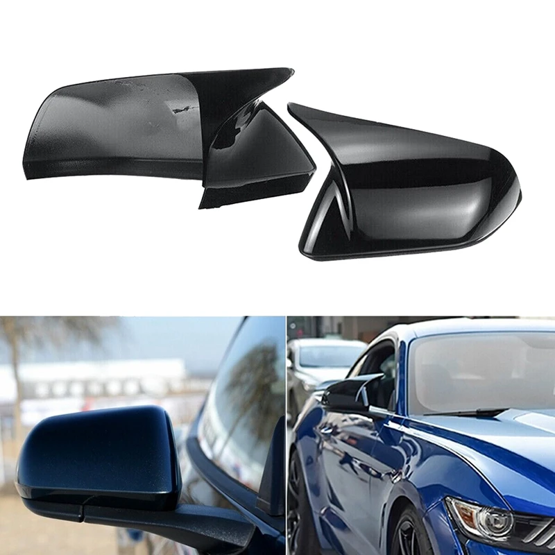 Глянцево-Черный Рог В Стиле Боковой Двери, Зеркала заднего Вида, Накладка на Обшивку, Крышка для Ford Mustang 2015-2022
