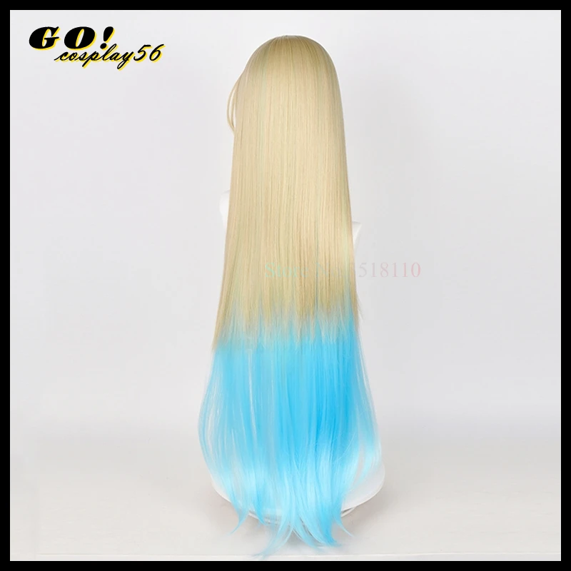 Косплей-парик Honkai Star Rail Serval Длиной 90 см С прямыми волосами, светло-голубой Термостойкий синтетический скальп, игровой головной убор 2023 года