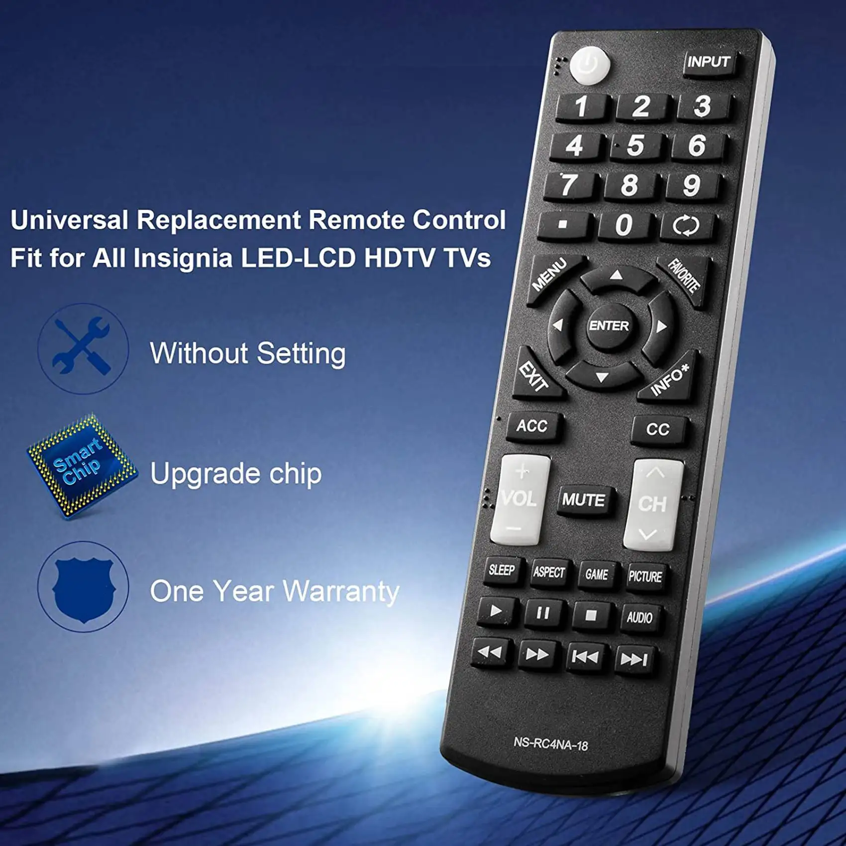 Универсальная замена пульта дистанционного управления, подходящая для всех телевизоров Insignia LED-LCD HDTV NS-RC4NA-18 NS-32D311NA17