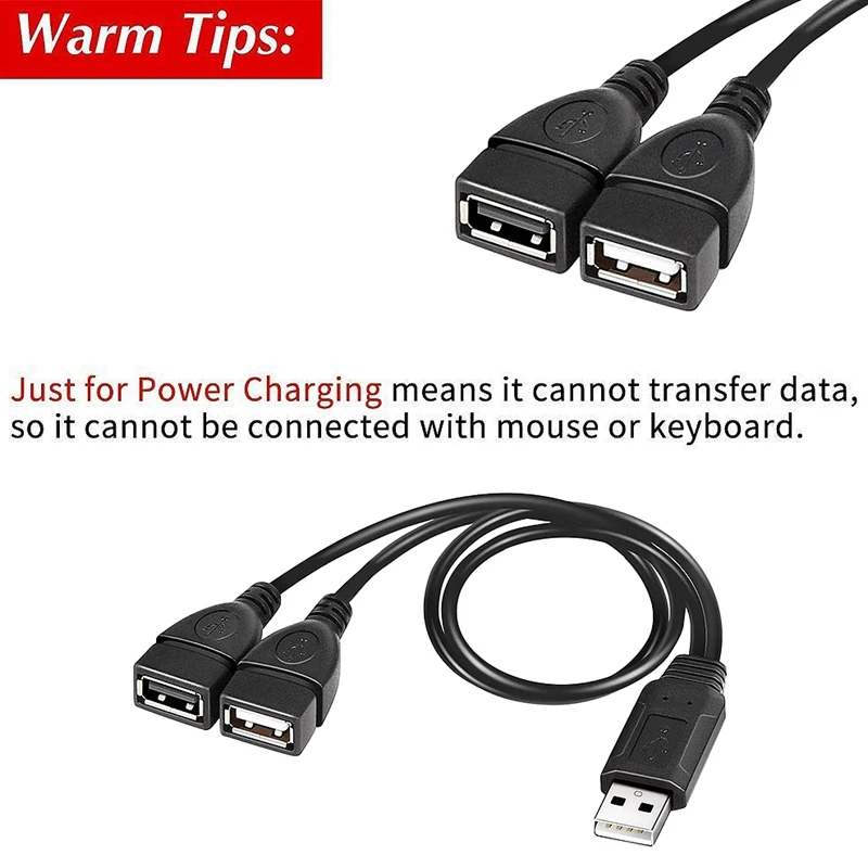 2X USB-кабель-разветвитель, USB 2.0 A для мужчин и двух USB-разъемов, Y кабель-разветвитель для зарядного устройства