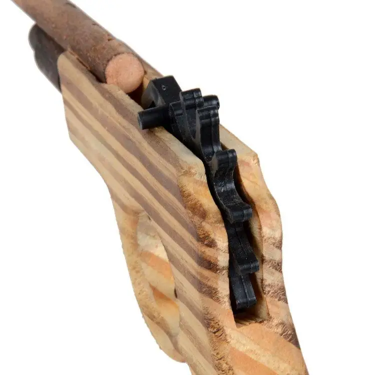 3D DIY Деревянный игрушечный пистолет Пуля Пусковая установка с резинкой Имитация дерева Ручной пистолет Стреляющие Игрушки Для мальчиков Развлечения на свежем воздухе для детей