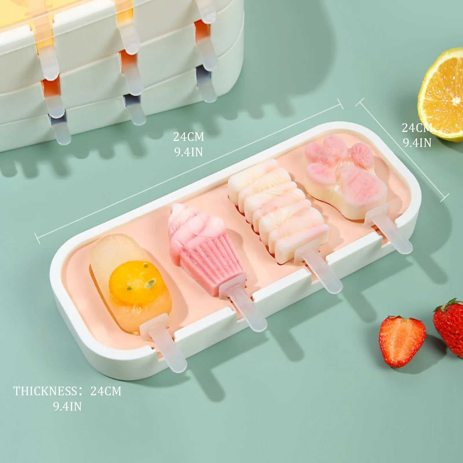 Силиконовая форма для мороженого, сиамские формочки для эскимо с крышкой, сделай сам, домашняя форма для мороженого, Мультяшное милое изображение, кухонные инструменты ручной работы