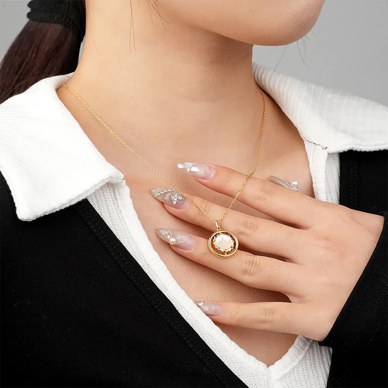 Ожерелье из стерлингового серебра 925 пробы для женщин Изысканный Красочный Кулон в виде восьмиугольной звезды с цирконием, Темперамент, дизайнерские украшения в виде белой раковины