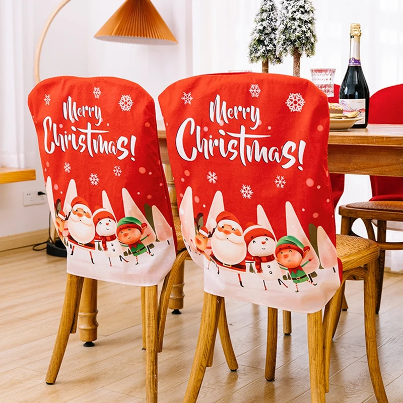 Чехол для обеденного стула с рождественским принтом, современный съемный чехол для кухонного сиденья, защищающий от загрязнения, Эластичный чехол для банкетного стула