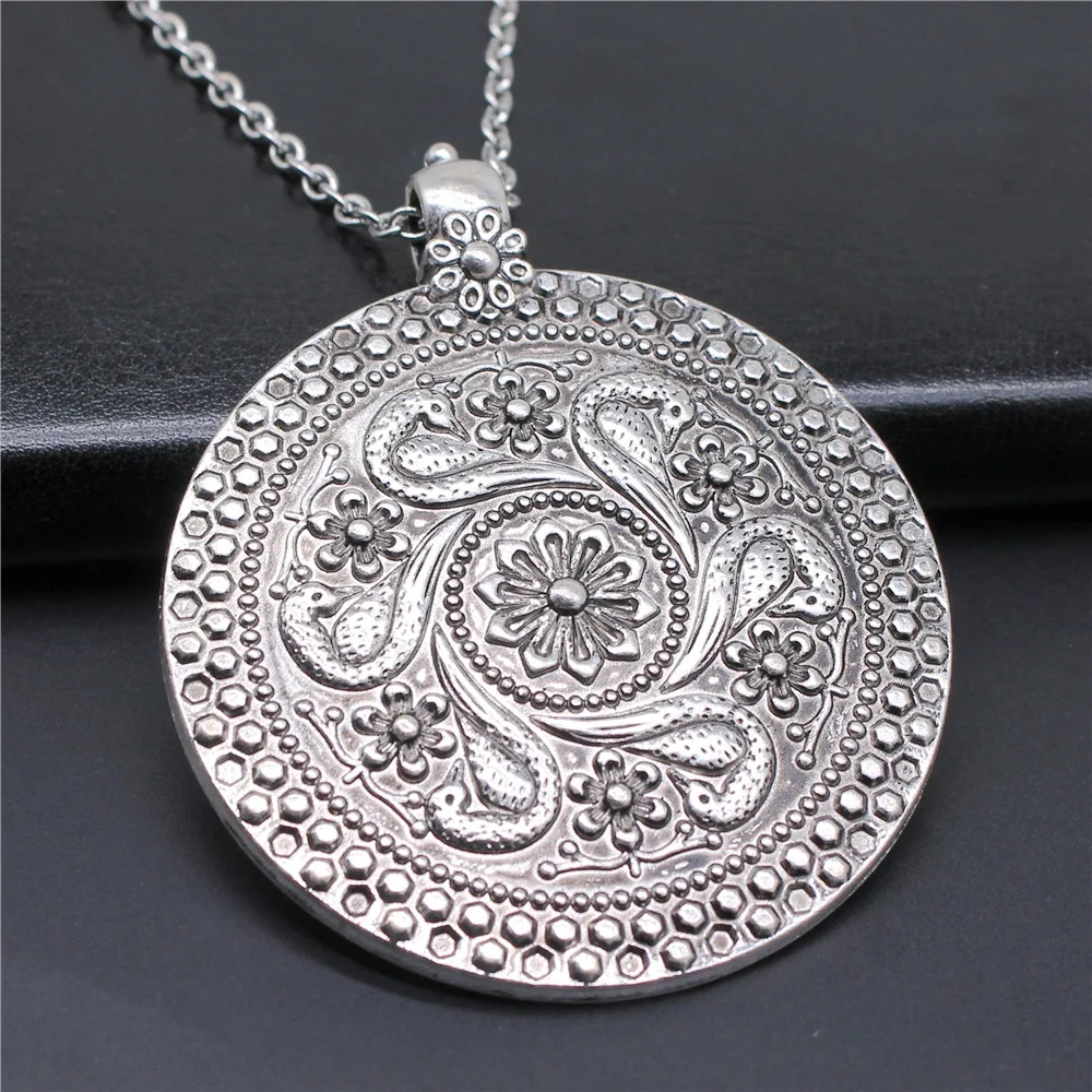 Старинное Серебряное ожерелье с большим кулоном в виде Феникса 59x71 мм для женщин, мужское ожерелье с длинной цепочкой