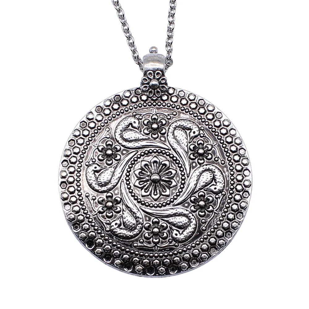 Старинное Серебряное ожерелье с большим кулоном в виде Феникса 59x71 мм для женщин, мужское ожерелье с длинной цепочкой