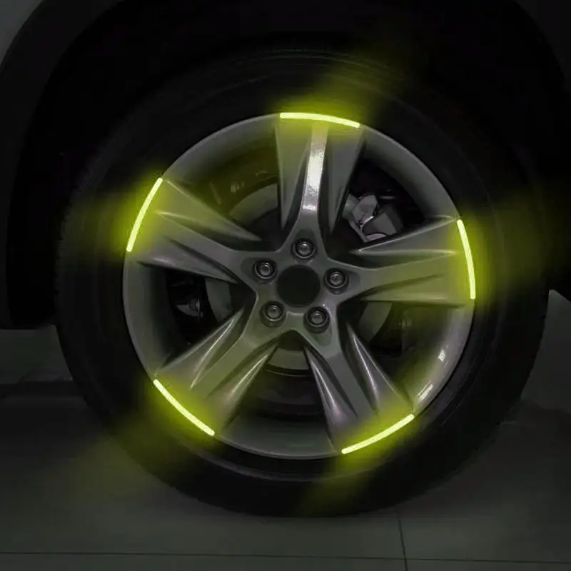 Светоотражающие наклейки на колеса автомобиля, Светоотражающие наклейки на обод колеса автомобиля, ночные светоотражающие наклейки с предупреждением о безопасности на колесах автомобиля, наклейки в полоску