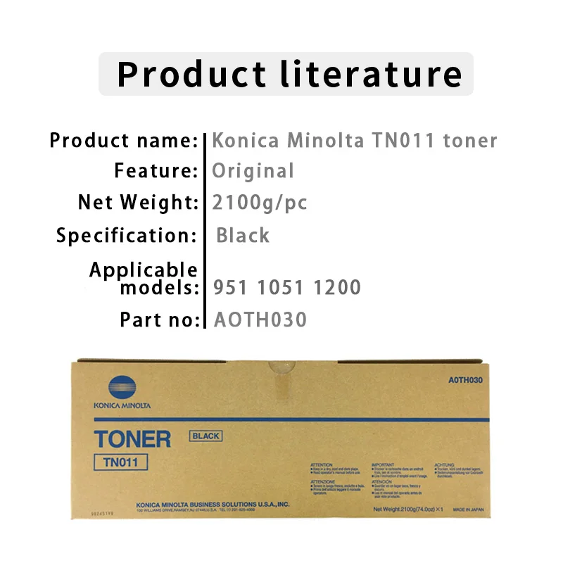 Оригинальный Тонер-Картридж TN011 TN015 Konica Minolta Лазерный Порошок Для Bizhubi BH1200 BH1051 BH951 AOTH050 030 A3VV151