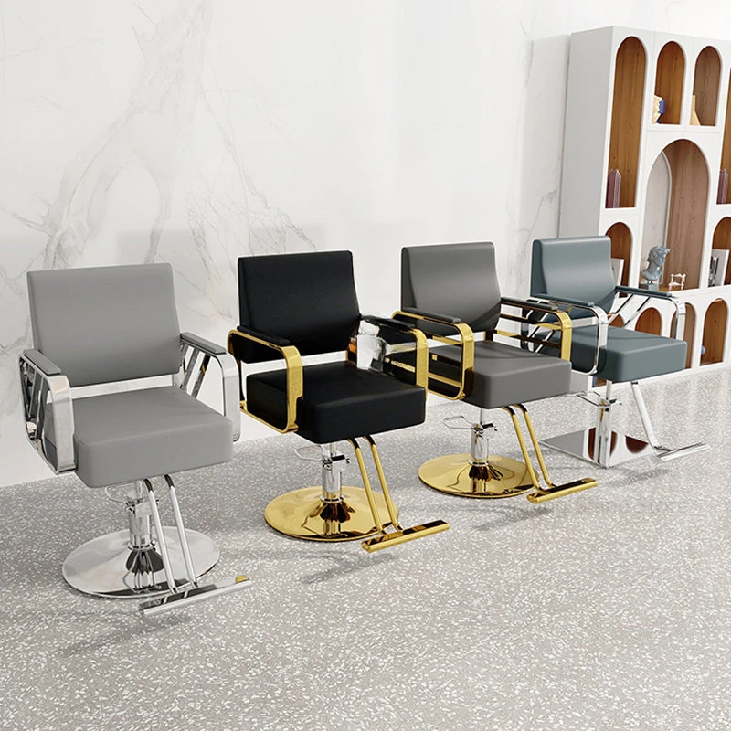 Легкое роскошное парикмахерское кресло из нержавеющей стали Nordic Golden, Парикмахерские кресла, мебель для салона красоты, Кресло для салона красоты с поворотным подъемником
