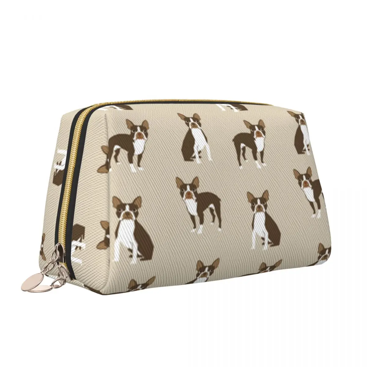 Кожаная косметичка для собак породы Бостон терьер, дорожная косметичка, Переносная сумка для туалетных принадлежностей, Вместительные сумки, кошельки для женщин и девочек