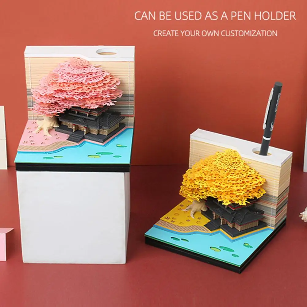 Домик на дереве 3D Записная Книжка 3D Календарь на 2024 год 3D Блокнот Для Заметок Рождественские Заметки На День Рождения Офисные Подарочные Заметки Блокнотная бумага E9B9