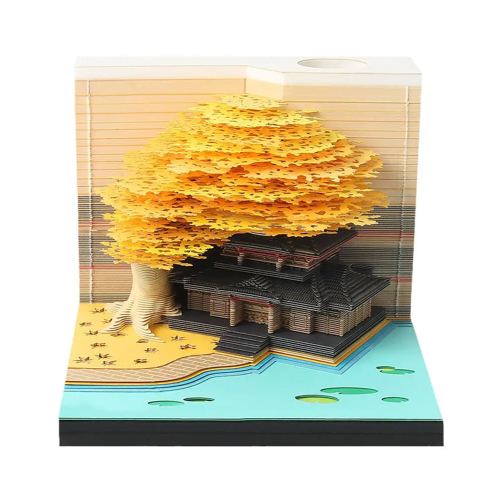 Домик на дереве 3D Записная Книжка 3D Календарь на 2024 год 3D Блокнот Для Заметок Рождественские Заметки На День Рождения Офисные Подарочные Заметки Блокнотная бумага E9B9