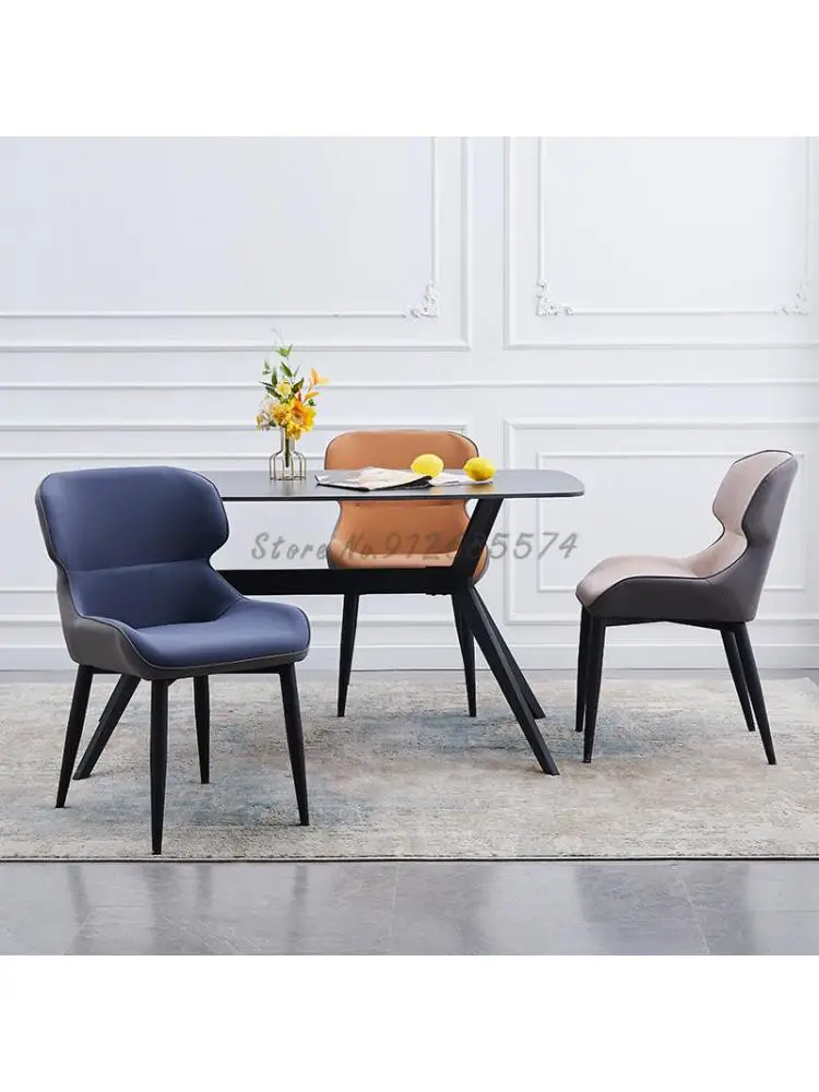 Итальянский минималистичный легкий роскошный обеденный стул Nordic Home Современный минималистичный кожаный кованый стул для ресторана и отеля