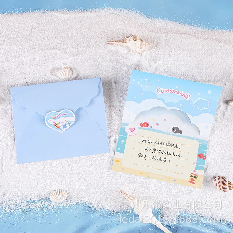 Поздравительная открытка Sanrio на День Рождения 3d Милая Мультяшная Поздравительная открытка Бумажное Благословение Маленькая открытка Открытка с сообщением Благодарственная Открытка Оптом