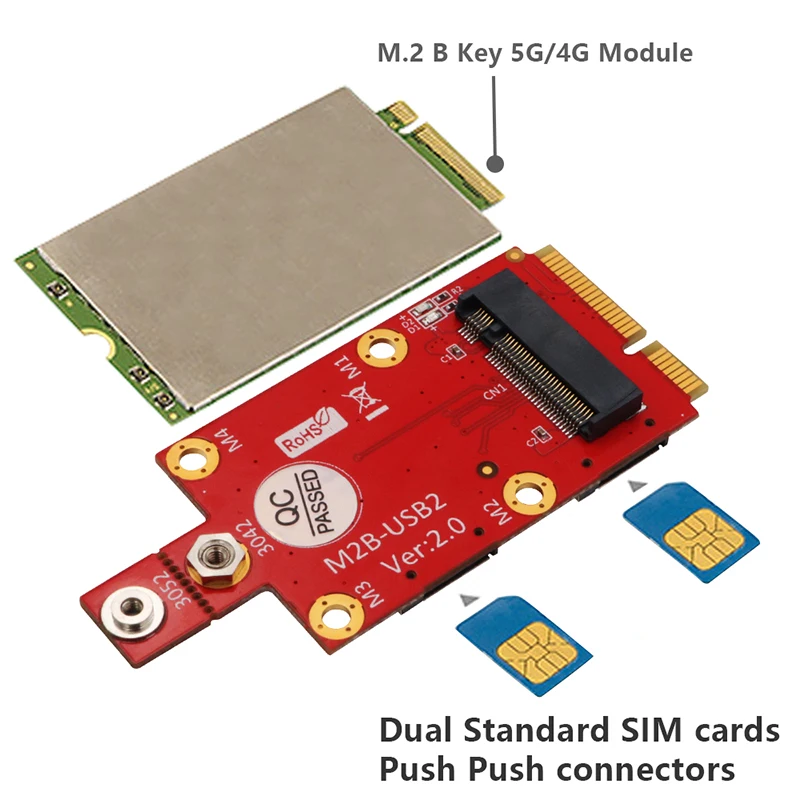 НОВЫЙ конвертер M2 в Mini PCIE Riser с Двумя Слотами для NANO SIM-карт M.2 Key B в Mini PCI-E Адаптер Поддерживает Модуль 3G/ 4G / 5G для ПК