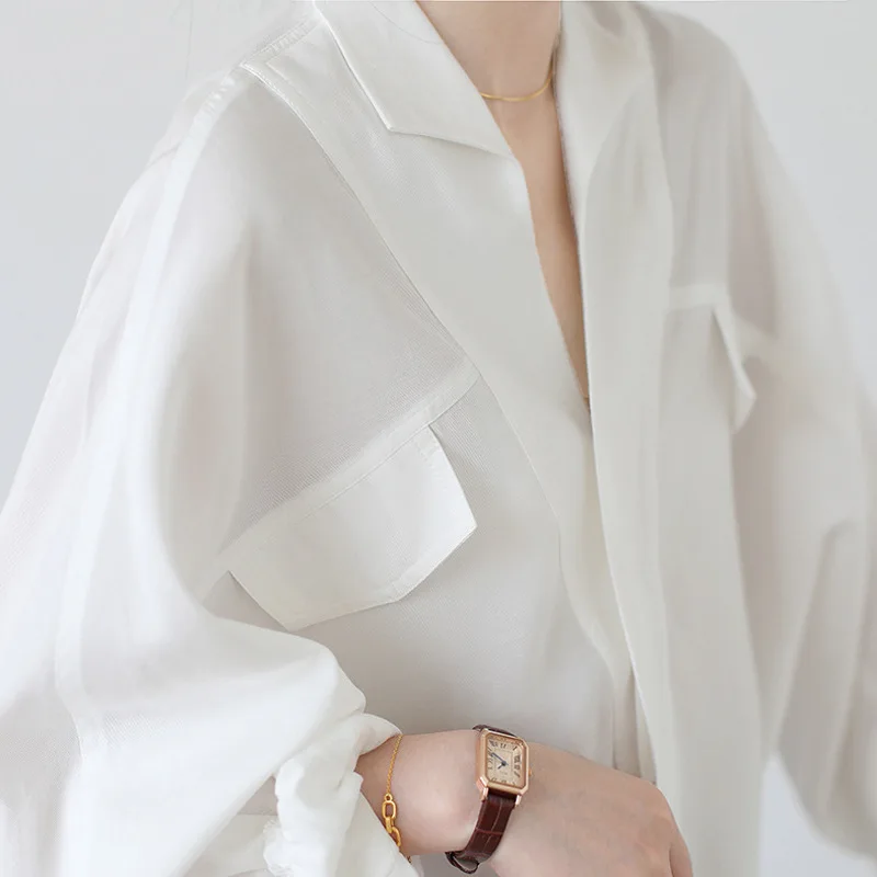 Наслаждайтесь весенне-летними женскими винтажными белыми рубашками с V-образным вырезом и рукавами 
