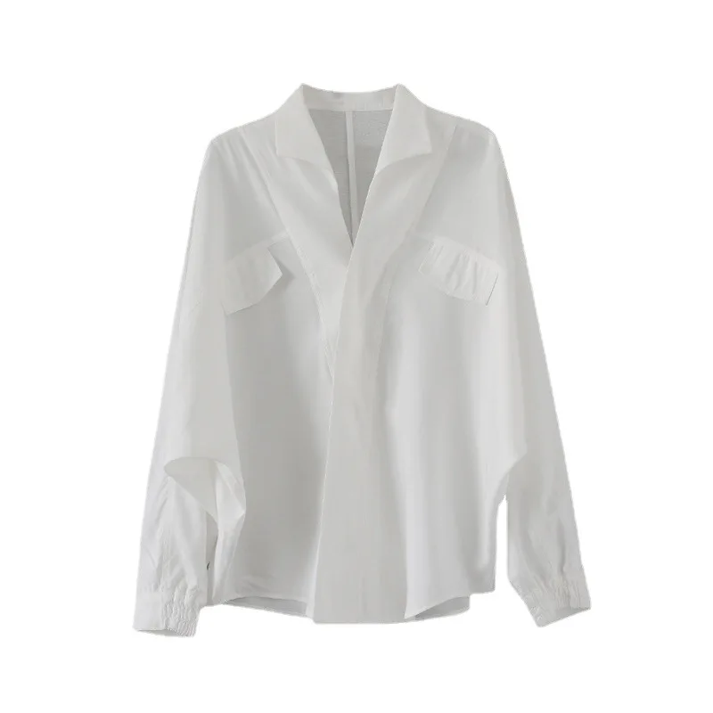 Наслаждайтесь весенне-летними женскими винтажными белыми рубашками с V-образным вырезом и рукавами 
