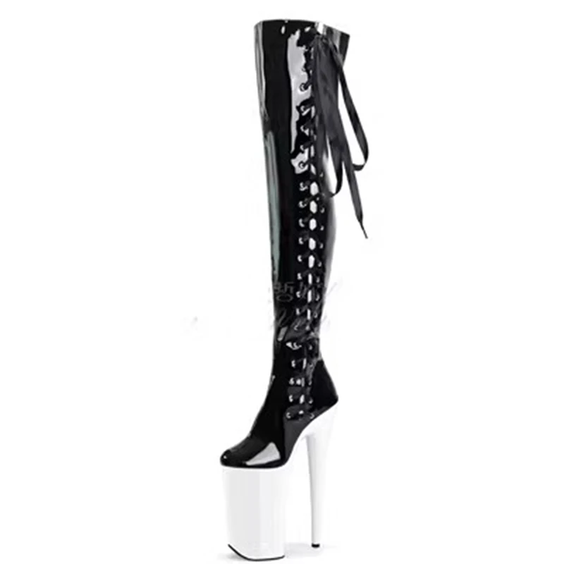 LAIJIANJINXIA/новинка; пикантные женские ботинки с искусственным верхом 26 см/10 дюймов; обувь для танцев на шесте на платформе и высоком каблуке