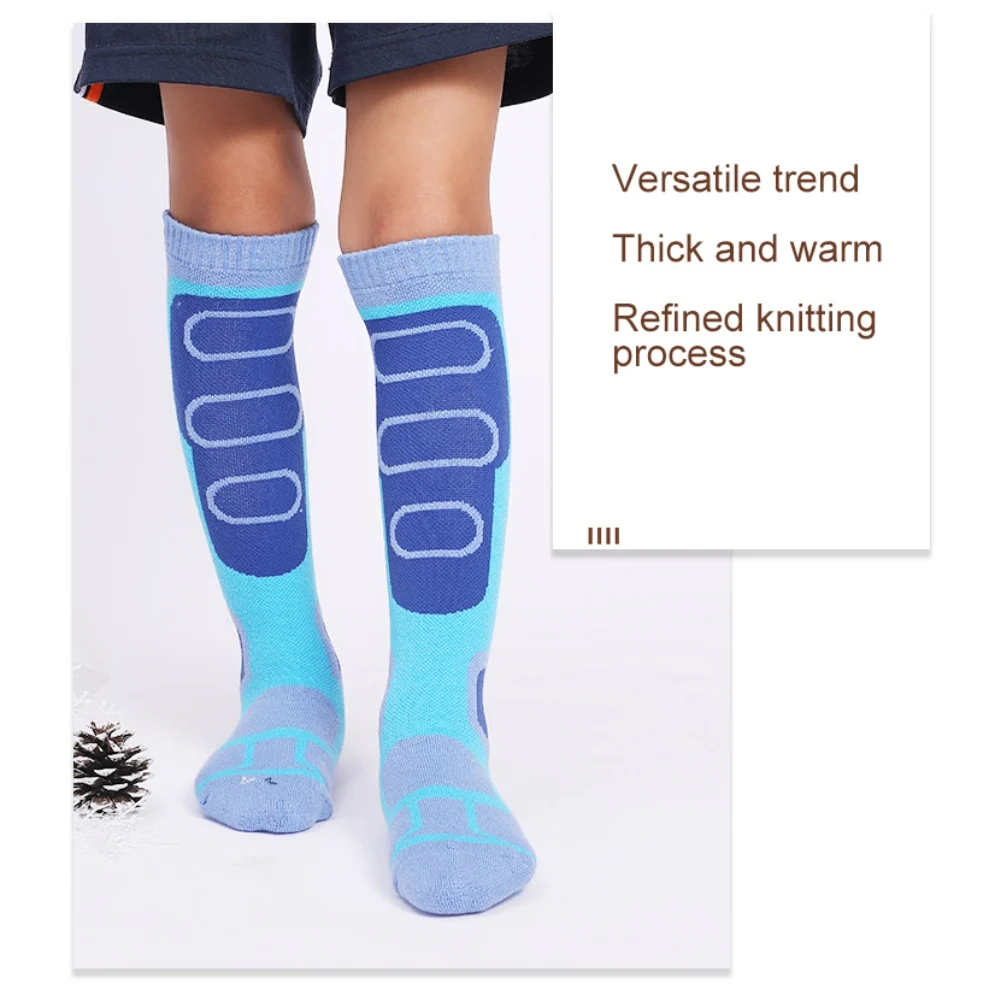 2ШТ детских теплых лыжных носков длиной до колена, утепленных спортивными носками с полотенцем снизу