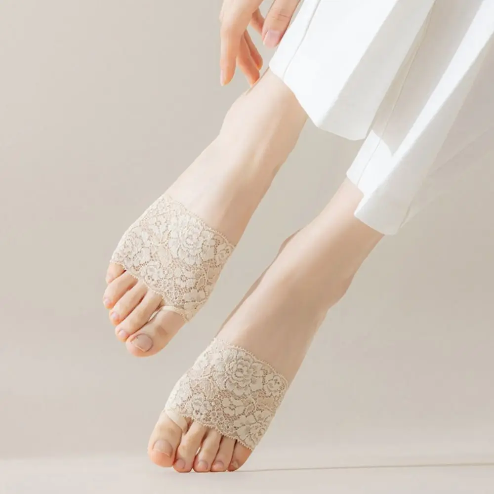 Невидимые женские носки простой эластичности, однотонные сетчатые стельки в половину ладони, уход за ногами, носки с пятью пальцами, носки-разделители для пальцев ног