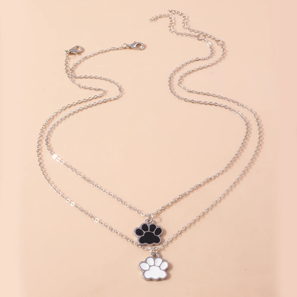 Милые ожерелья в виде кошачьей лапы с эмалью для женщин, мужчин, пары BFF, лучших друзей, набор подходящих подвесок, подарки на день рождения