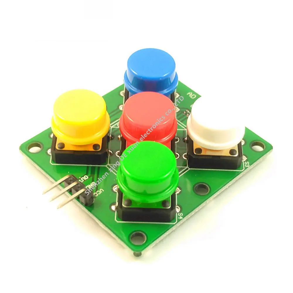 Аналоговая клавиатура, красочная квадратная кнопка с круглым колпачком, модуль аналоговой кнопки, 5 Пяти клавиш, Электронные строительные блоки, кнопка