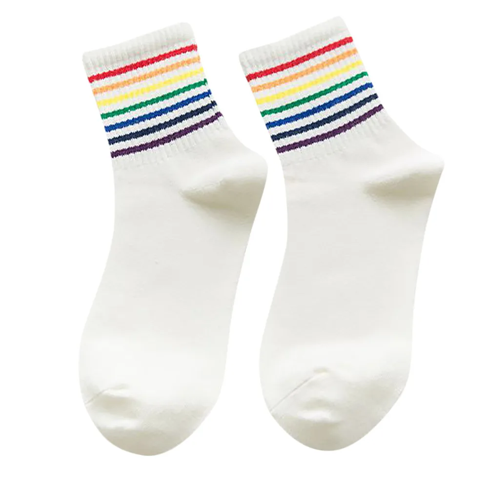 1 пара женских носков Уличные школьные носки средней длины в полоску с забавным принтом, впитывающие влагу Эластичные носки-лодочки Cycling Sox