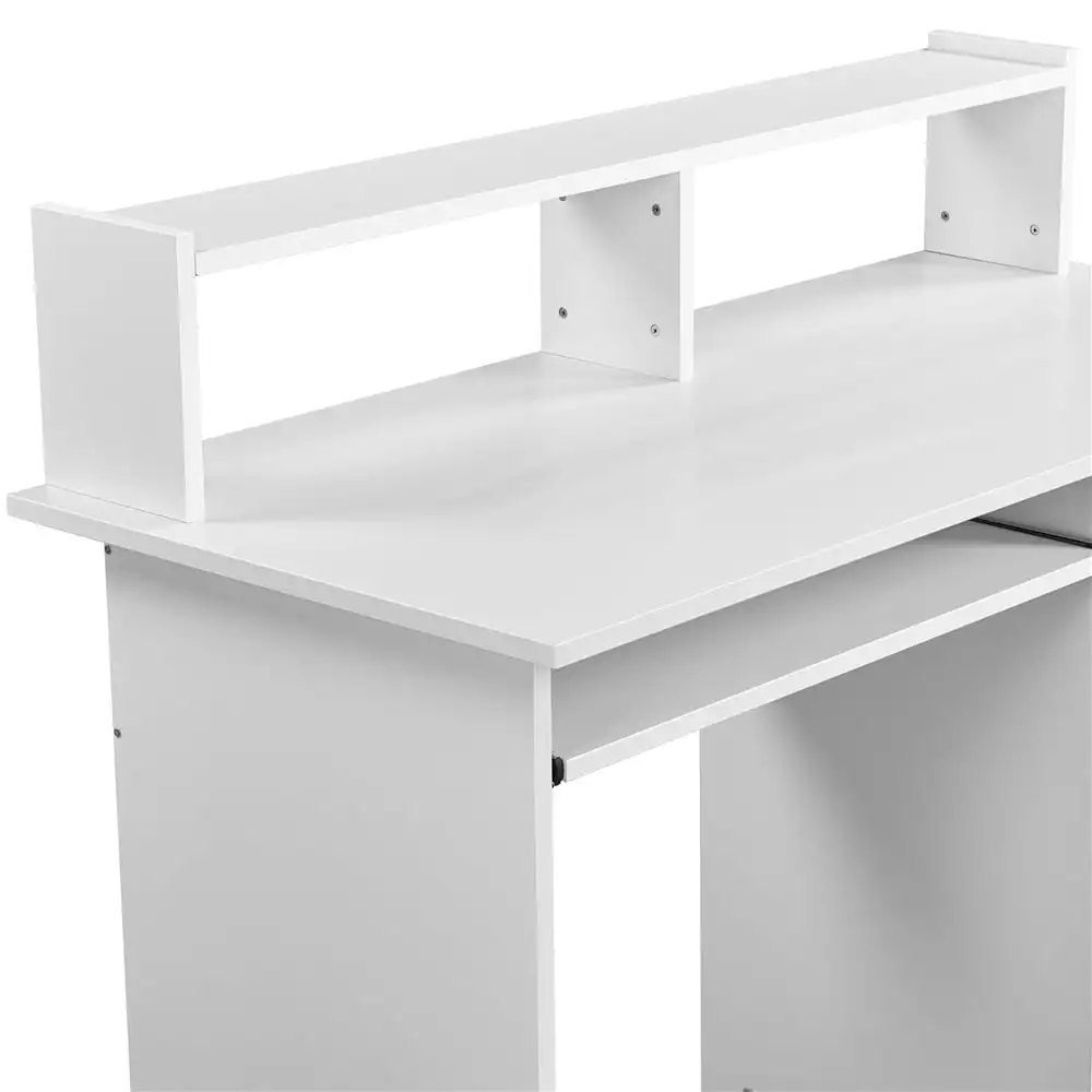 Деревянный компьютерный стол Smile Mart для домашнего офиса с выдвижными ящиками и подставкой для клавиатуры, белый