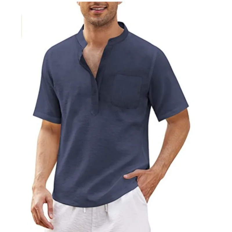 Повседневная пляжная рубашка с коротким рукавом и карманом.