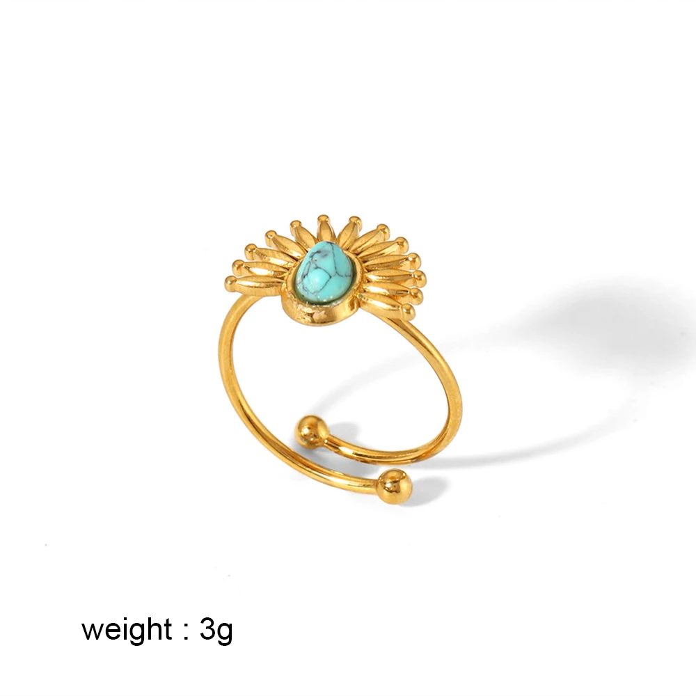 Бирюзовые завитки с покрытием из 18-каратного золота, кольца с широким отверстием из нержавеющей стали Для женских украшений