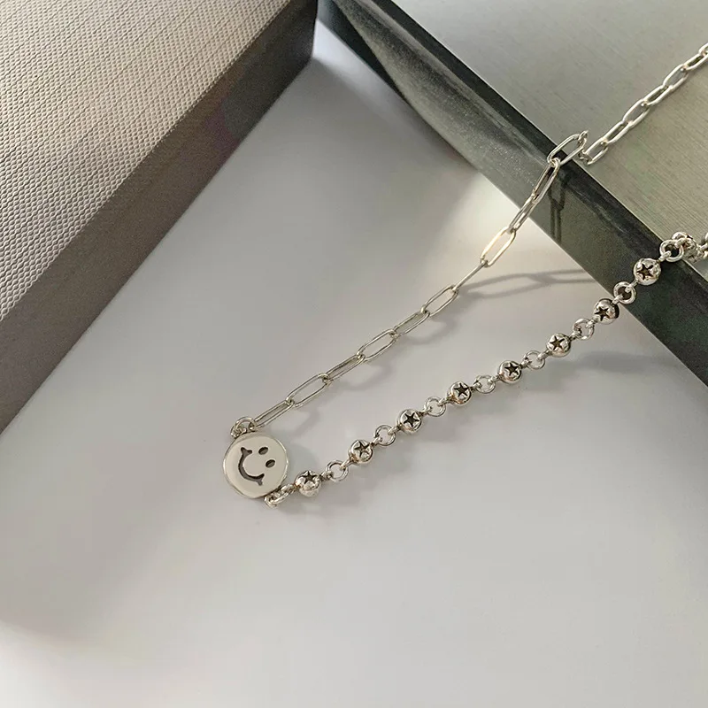 FoYuan серебряного цвета Корейская версия персонализированного ожерелья с улыбающимся лицом в виде звезды, женские простые ювелирные изделия