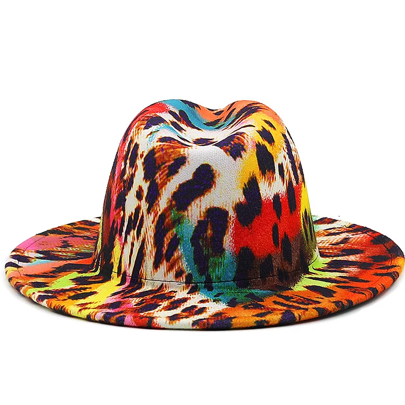 2023 Новые фетровые шляпы для мужчин, унисекс, шляпы-котелки с леопардовым поясом в тон, модные женские шляпы, фетровые шляпы, джазовая кепка с полями шапка женская