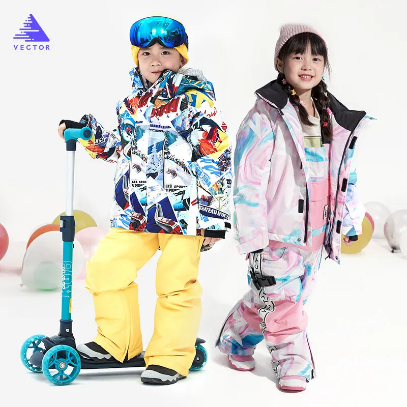 Детский лыжный костюм с подогревом, лыжная куртка для девочек, комплект брюк, водонепроницаемая зимняя куртка для мальчиков, лыжная куртка для сноуборда