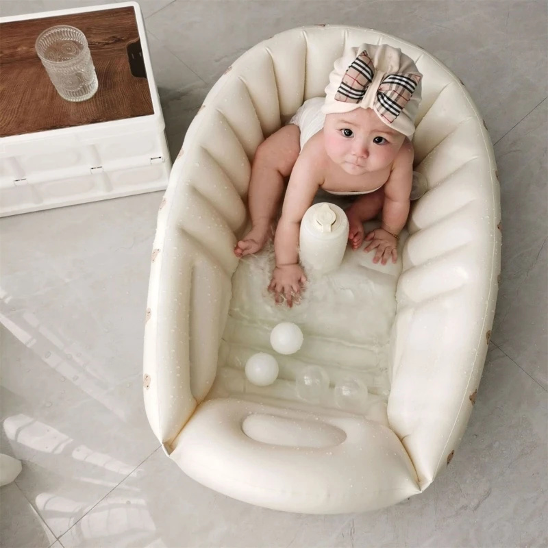 Детская надувная ванна с мультяшным рисунком 90x55x30 см, Складной Крытый бассейн из ПВХ для младенцев, летняя детская водная забавная игра