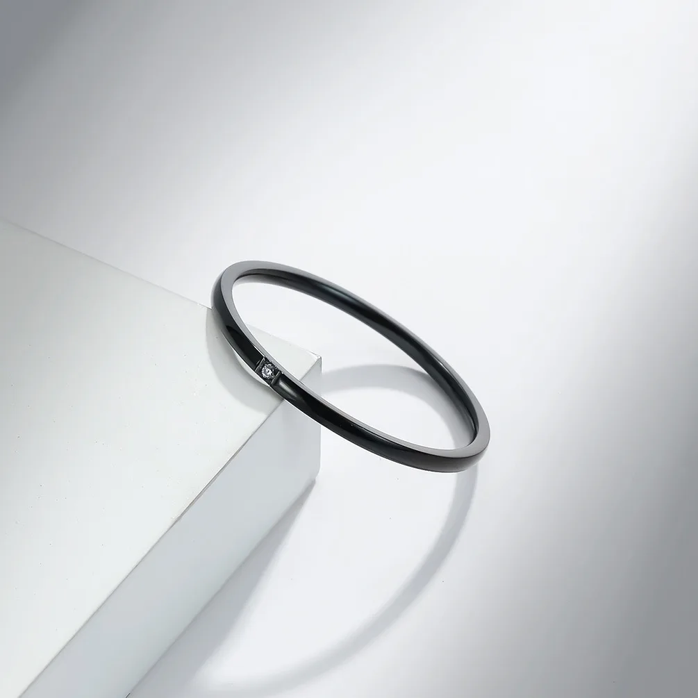Корейское модное Минималистичное Женское кольцо из нержавеющей стали с цирконием толщиной 1 мм со штабелируемым коктейльным кольцом для женщин, Ювелирные Аксессуары