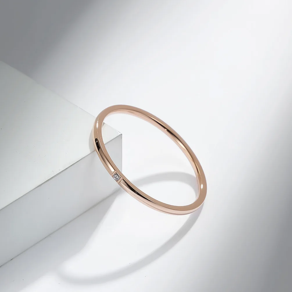 Корейское модное Минималистичное Женское кольцо из нержавеющей стали с цирконием толщиной 1 мм со штабелируемым коктейльным кольцом для женщин, Ювелирные Аксессуары
