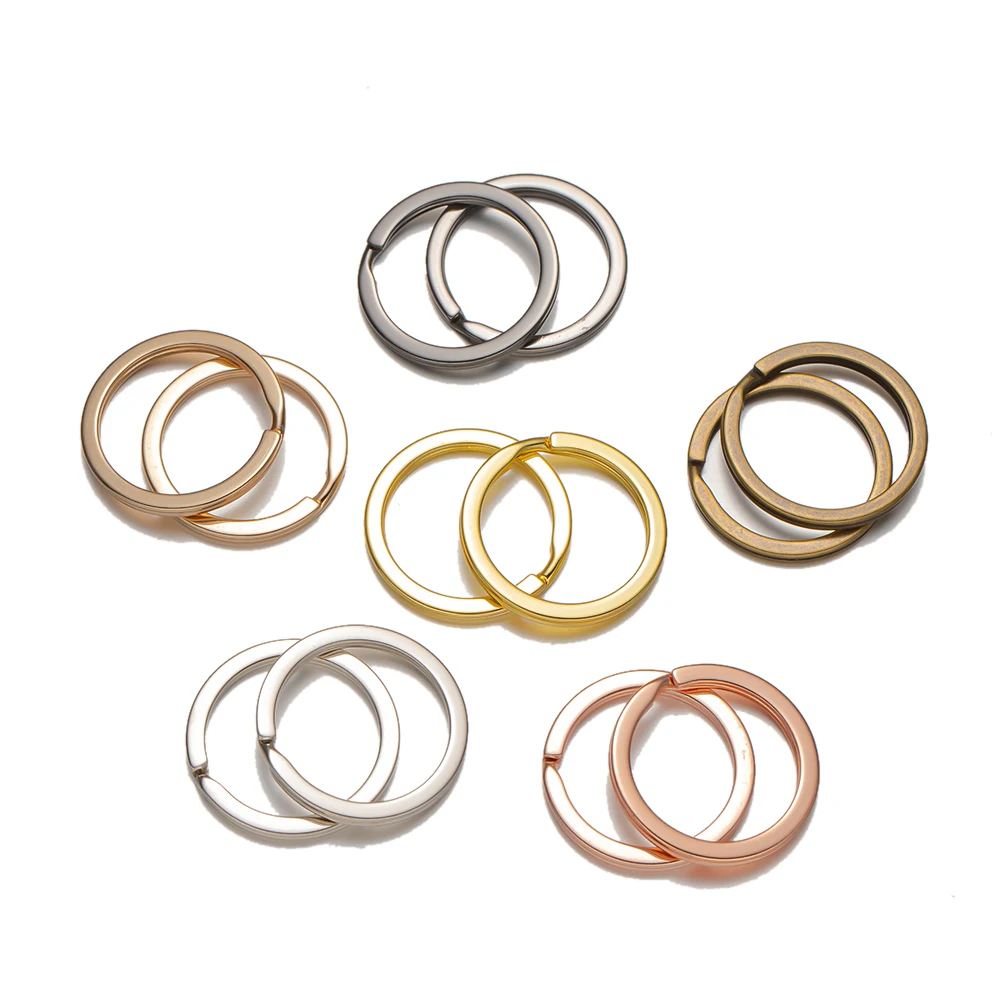 20шт 25 мм Плоские кольца-цепочки для ключей Металлический Разъемный брелок для ключей для дома, автомобиля, сумки, ювелирных изделий, аксессуаров, материалов