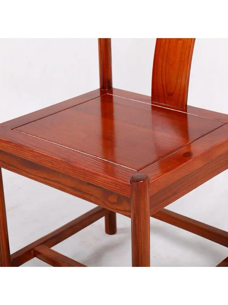 Новый китайский стиль, простой стул со спинкой из цельного дерева, антикварный обеденный стул, бревенчатый ретро-стул из рога, стул для ресторана, отеля, дома