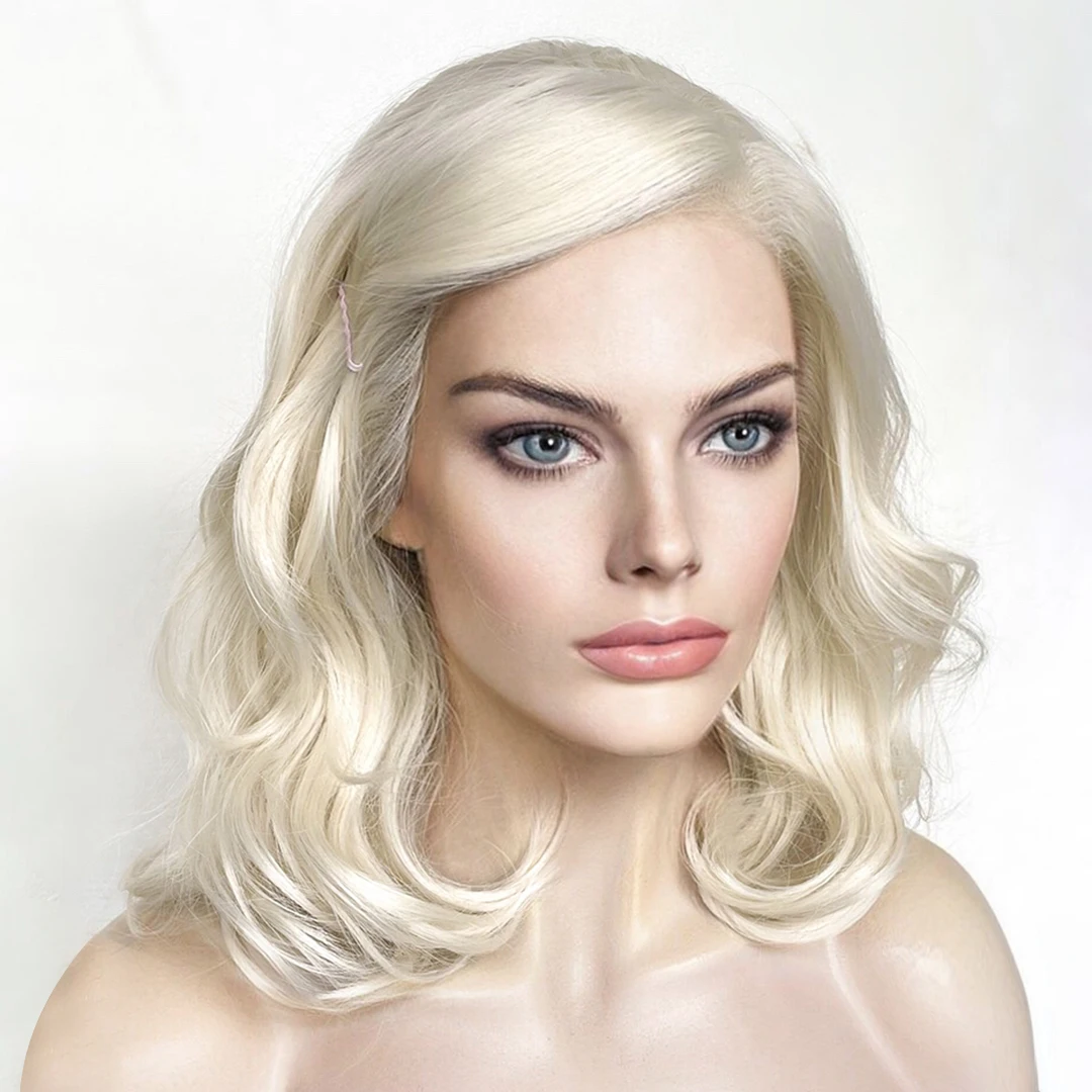 Бесклеевые белые Блондинки, прозрачные синтетические парики на кружеве, детские волосы, натуральная линия роста волос, короткие кружевные парики-бобы, бесплатная доставка