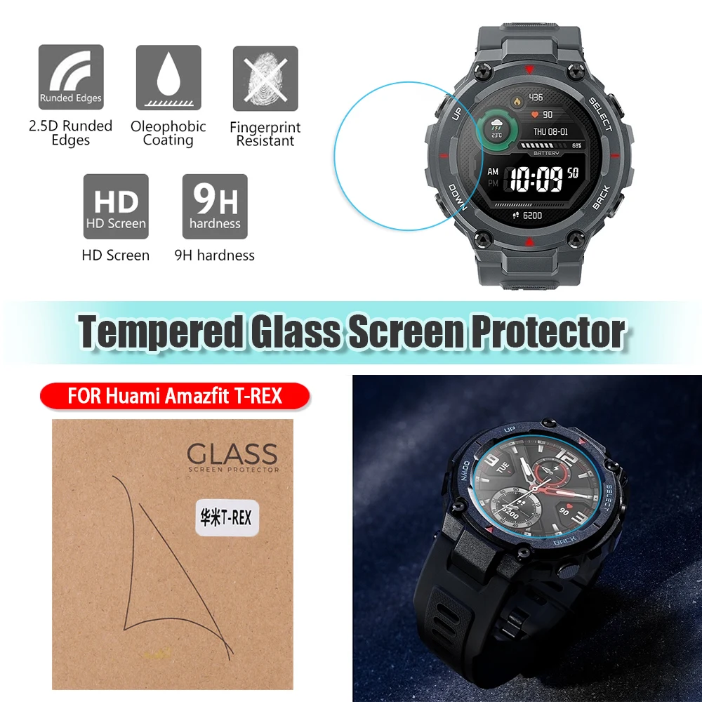 Защитная пленка из закаленного стекла 9H HD для смарт-часов Xiaomi Huami Amazfit T-Rex /Pro, аксессуары для защиты экрана смарт-часов