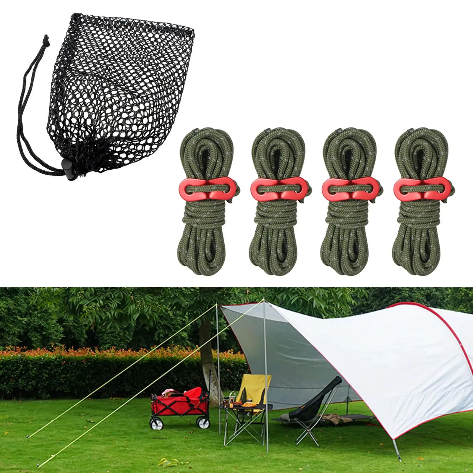 4шт. Ветрозащитная веревка для палатки, светоотражающий паракорд, солнцезащитный тент, наружный шнур