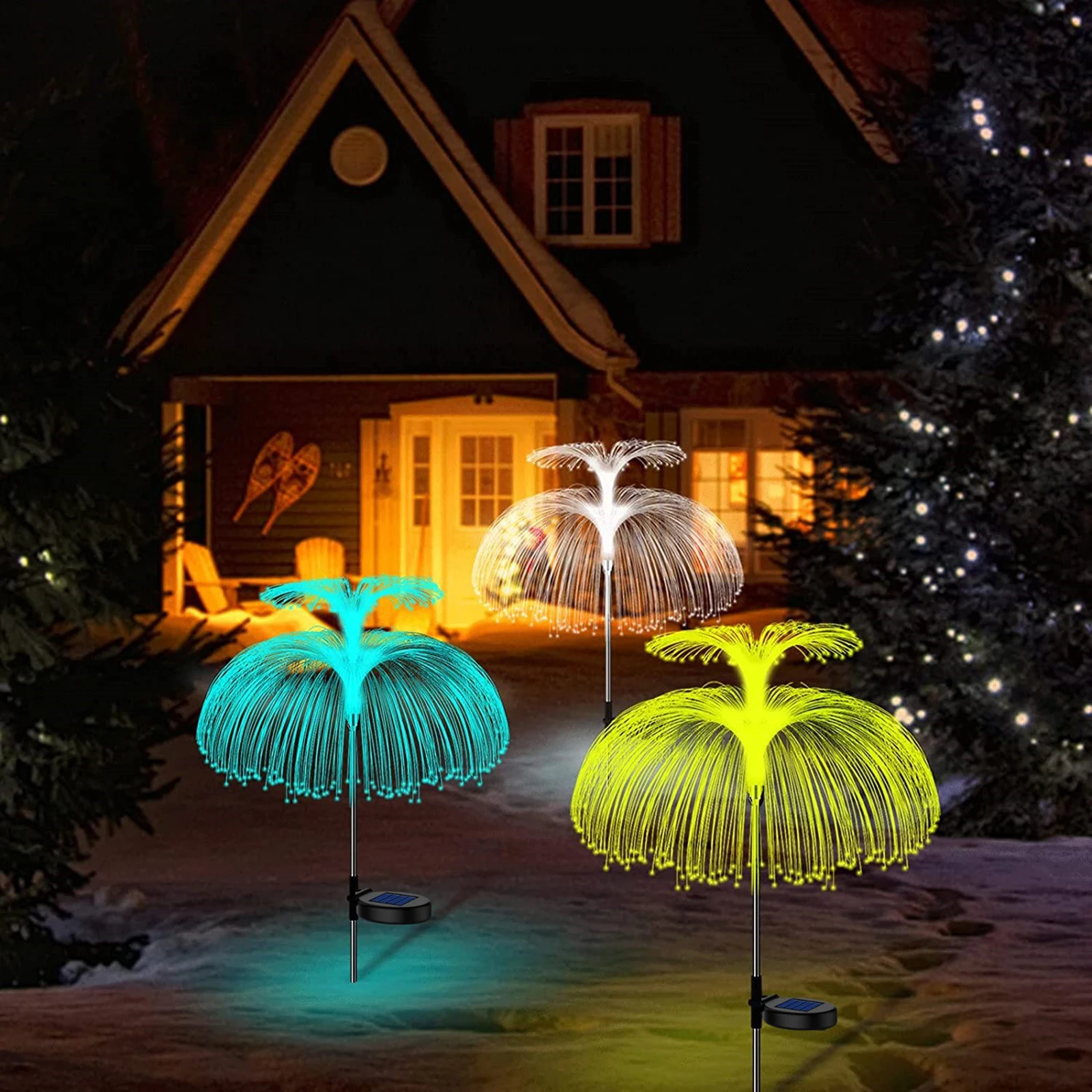 Солнечный светодиодный светильник в виде медузы, Солнечная садовая лампа, наружные водонепроницаемые декоративные светильники IP65 с 7 цветами RGB