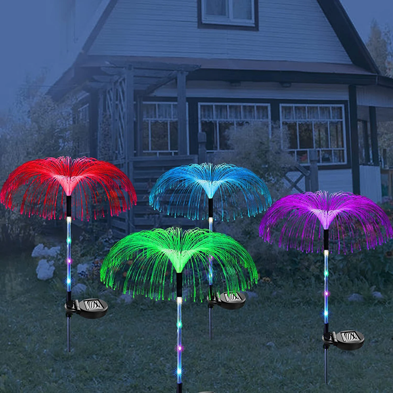 Солнечный светодиодный светильник в виде медузы, Солнечная садовая лампа, наружные водонепроницаемые декоративные светильники IP65 с 7 цветами RGB