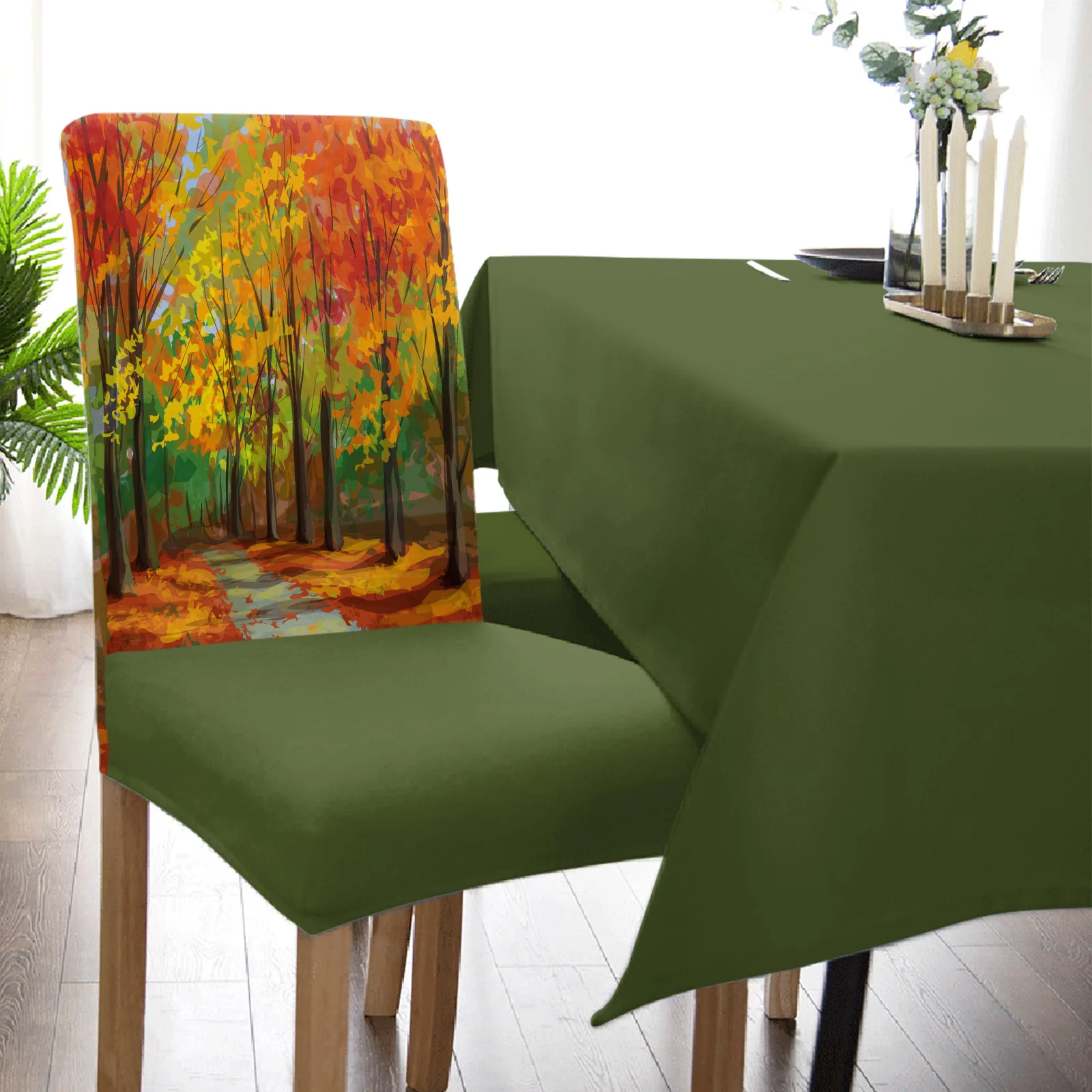Осенний комплект чехлов для стульев Park Road Maple Leaves, Кухонный Обеденный Чехол из эластичного спандекса для банкета, свадебной вечеринки
