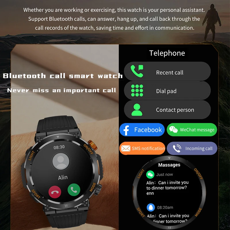 Самый продаваемый продукт 2023 Спортивные Часы для Мужчин Компас Пульсометр Часы для Xiaomi Фитнес Bluetooth Браслет для Вызова