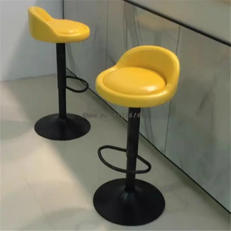 Современный простой тканевый барный стул с подъемной спинкой, вращающийся барный стул, бытовой креативный обеденный стул из кожи с маслом и воском